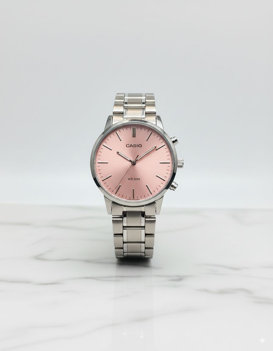 Montre casio - fond rose