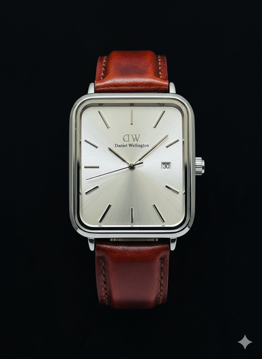 Daniel Wellington manche marron - fond blanc
