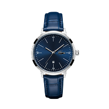 LACOSTE MANCHE CUIR BLEU FOND BLEU