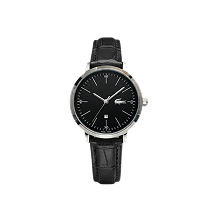 LACOSTE MANCHE CUIR NOIR FOND NOIR