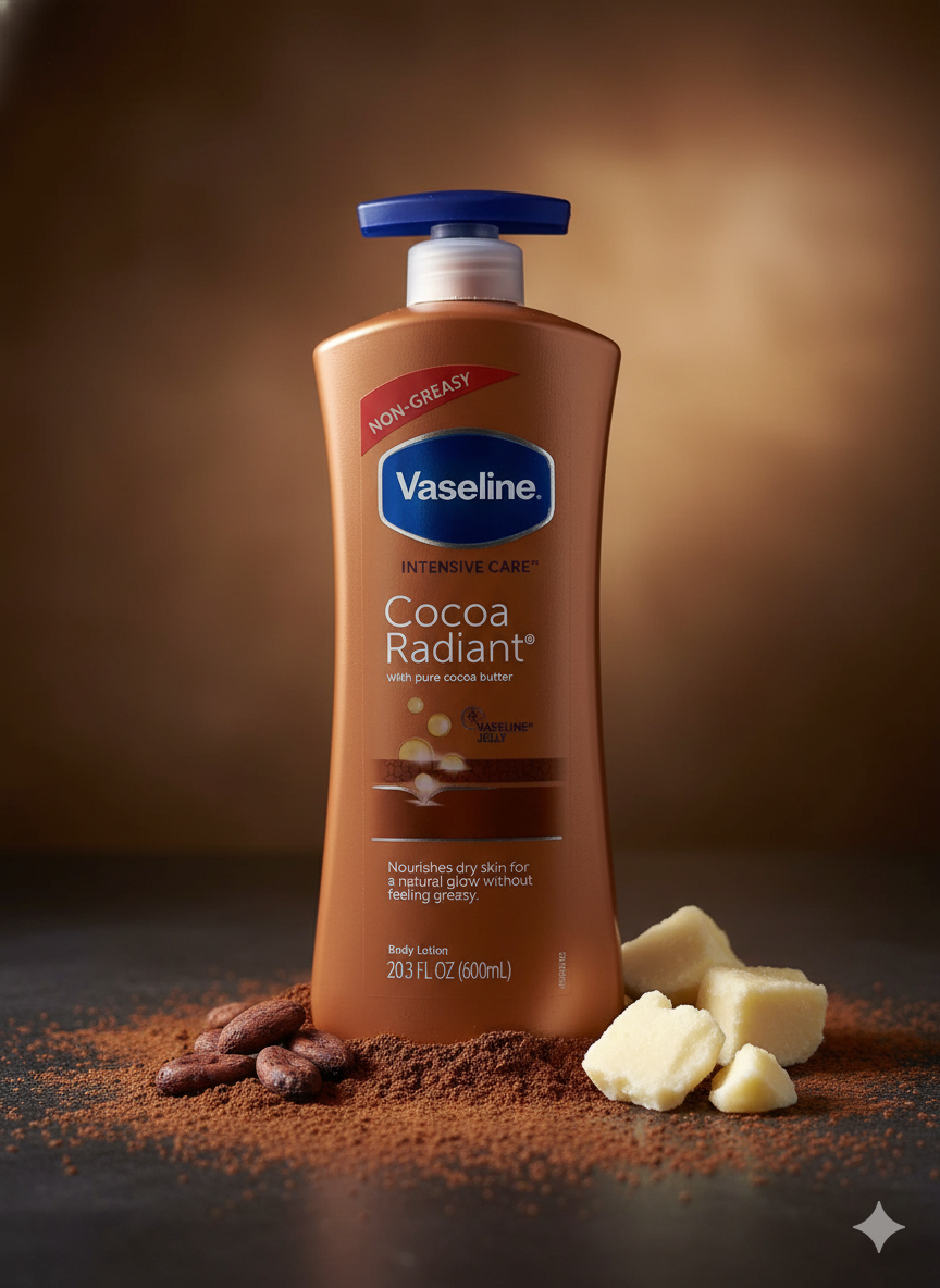 Lait Vaseline Intensive Care™ Cocoa Radiant – L'Éclat du Cacao Pur et l'Hydratation Vaseline.