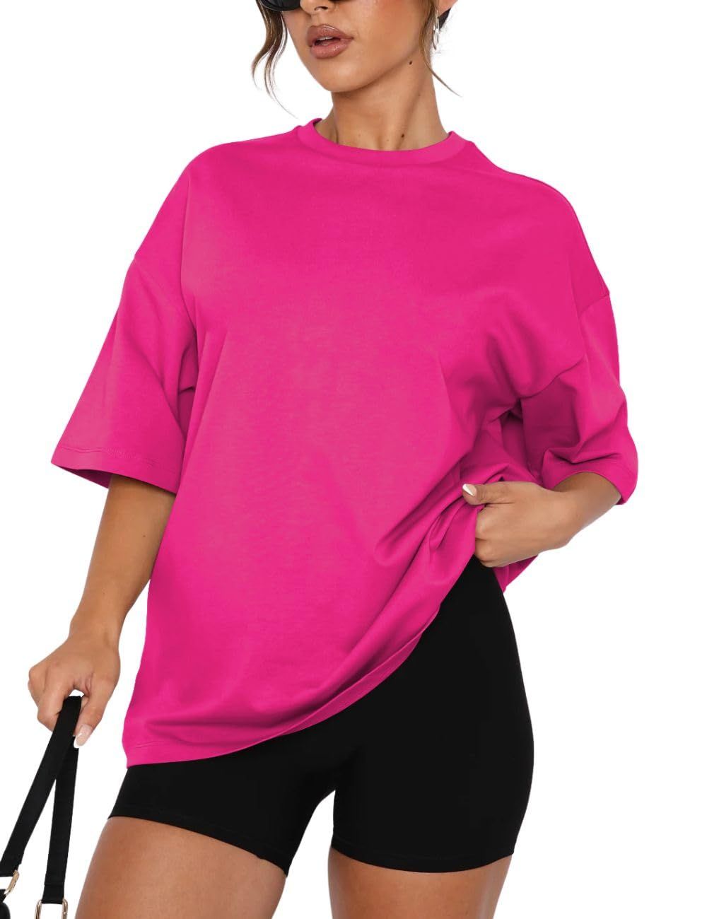 t-shirt unicolore rose pur