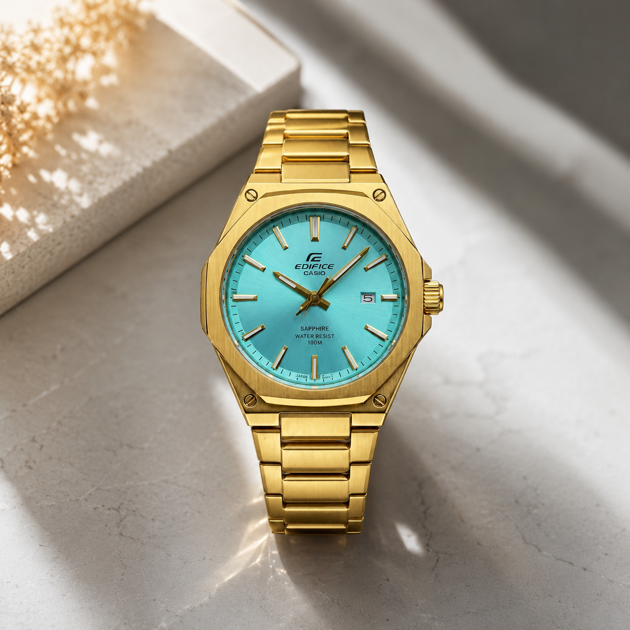 Édifice Casio-Cadran vert Finition Jaune or